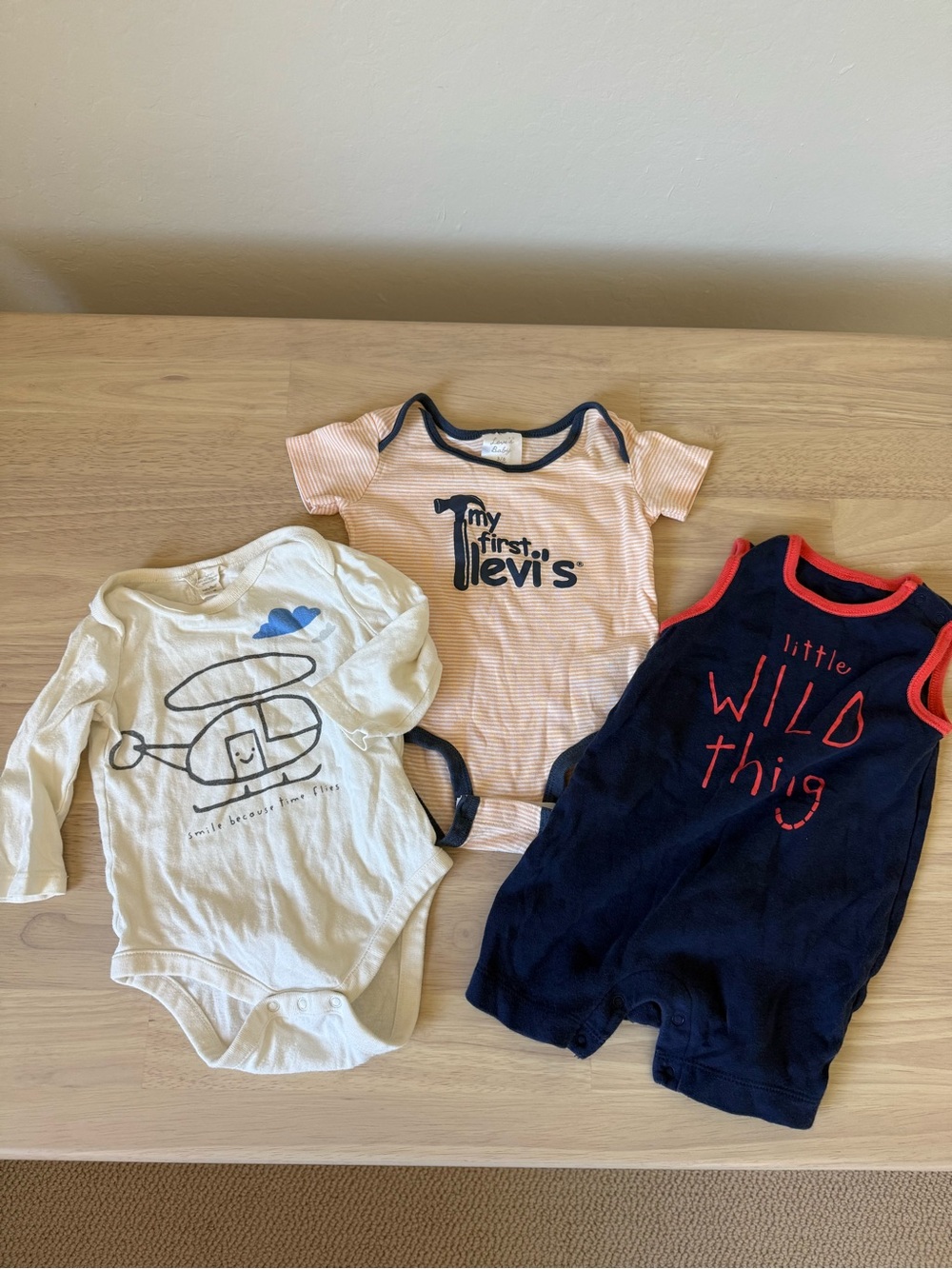 Baby Gap and Levi's Cotton Bodysuit. Size 3-6 months. Set of 3.